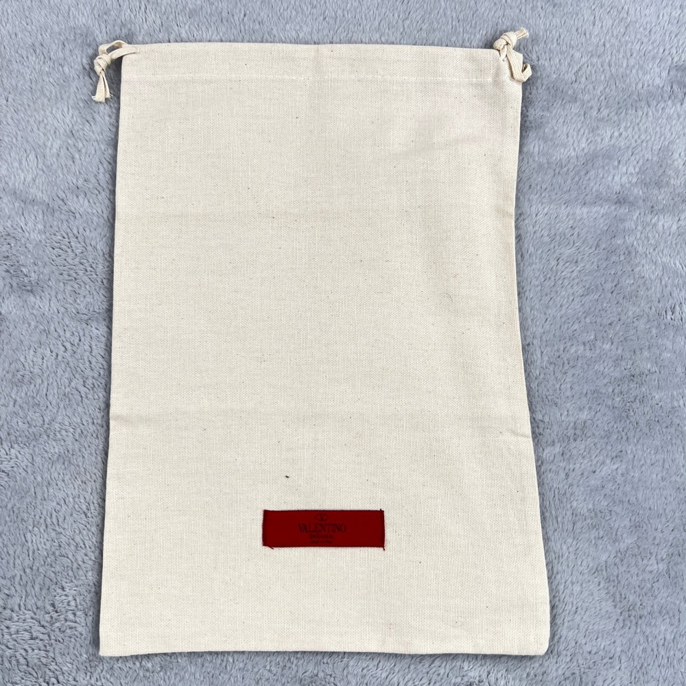 Valentino Garavani Original Dust Bag 9.5x13.5 Cream Canvas Drawstring Storage
